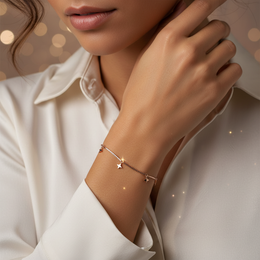 Celestial Rose: 925 Silver Star Charm Bracelet