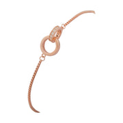 Rose Gold MOP & CZ Bar Link Bracelet - 925 Sterling