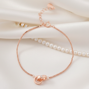 Rose Gold MOP & CZ Bar Link Bracelet - 925 Sterling