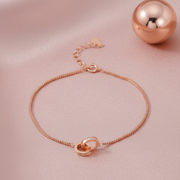 Rose Gold MOP & CZ Bar Link Bracelet - 925 Sterling