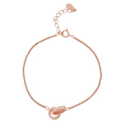 Rose Gold MOP & CZ Bar Link Bracelet - 925 Sterling