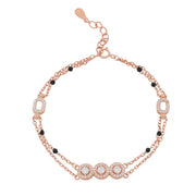 Rose Gold Layered Silver Bracelet with Pavé Accents
