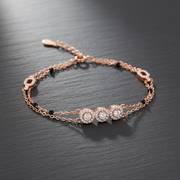 Rose Gold Layered Silver Bracelet with Pavé Accents