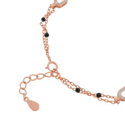 Rose Gold Layered Silver Bracelet with Pavé Accents