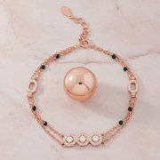 Rose Gold Layered Silver Bracelet with Pavé Accents