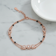 Rose Gold Layered Silver Bracelet with Pavé Accents