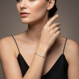 Rose Gold Layered Silver Bracelet with Pavé Accents