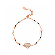 Rose Gold Heart Charm Bracelet