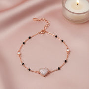 Rose Gold Heart Charm Bracelet