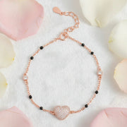 Rose Gold Heart Charm Bracelet