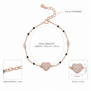 Rose Gold Heart Charm Bracelet
