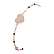 Rose Gold Pave Heart Bracelet - 925 Silver
