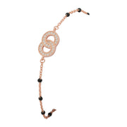 Rose Gold Interlock Bracelet | 925 Silver & Black Spinel