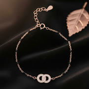 Rose Gold Interlock Bracelet | 925 Silver & Black Spinel
