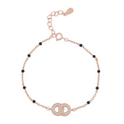 Rose Gold Interlock Bracelet | 925 Silver & Black Spinel