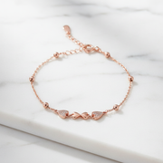 Rose Gold 925 Sterling Silver Heart-Knot Bracelet Jewellery