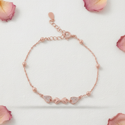 Rose Gold 925 Sterling Silver Heart-Knot Bracelet Jewellery