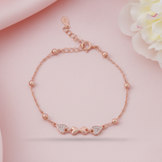 Rose Gold 925 Sterling Silver Heart-Knot Bracelet Jewellery