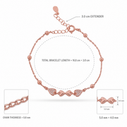 Rose Gold Bow Charm Bracelet