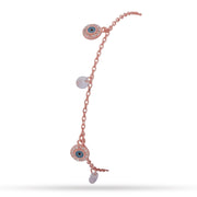 Rose Gold Vermeil Evil Eye Charm Bracelet - 925 Silver