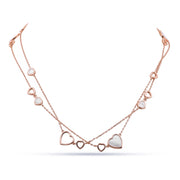 Heart Shape MOP Sterling Silver Station Chain - Rose Gold