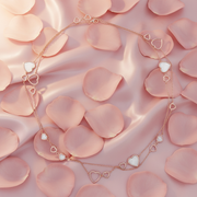 Heart Shape MOP Sterling Silver Station Chain - Rose Gold