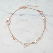 Heart Shape MOP Sterling Silver Station Chain - Rose Gold