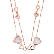 Rose Gold Tone Station Necklace with Mother-of-Pearl & Outline Heart Charms