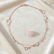 Heart Shape MOP Sterling Silver Station Chain - Rose Gold