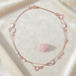 Heart Shape MOP Sterling Silver Station Chain - Rose Gold