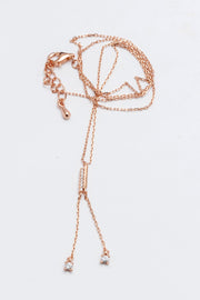 Minimalist Rose Gold Tone Vertical Bar Pendant Necklace