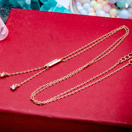 Minimalist Rose Gold Tone Vertical Bar Pendant Necklace