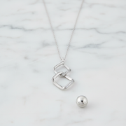 Interlocking Cuban Link Pendant Sterling Silver Necklace