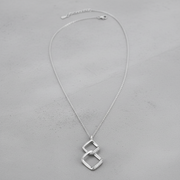 Interlocking Cuban Link Pendant Sterling Silver Necklace