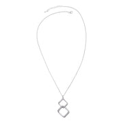 Silver-Tone Intertwined Heart Knot Pendant Necklace with Pave Accents