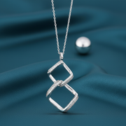 Interlocking Cuban Link Pendant Sterling Silver Necklace