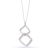 Interlocking Cuban Link Pendant Sterling Silver Necklace