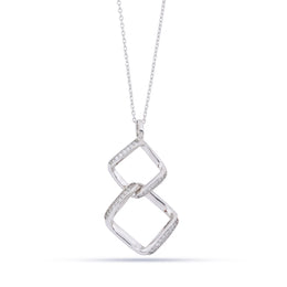 Silver-Tone Intertwined Heart Knot Pendant Necklace with Pave Accents