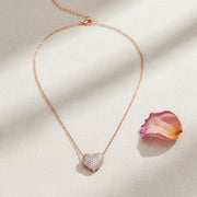 Rose Gold Pave Heart Necklace