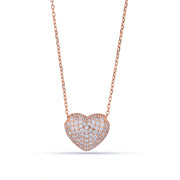 Rose Gold Pave Heart Necklace