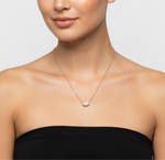 Rose gold pave crystal pebble necklace with delicate chain

