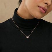 Rose gold pave crystal pebble necklace with delicate chain
