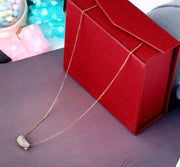 Delicate CZ Bar Pendant Necklace in Rose Gold