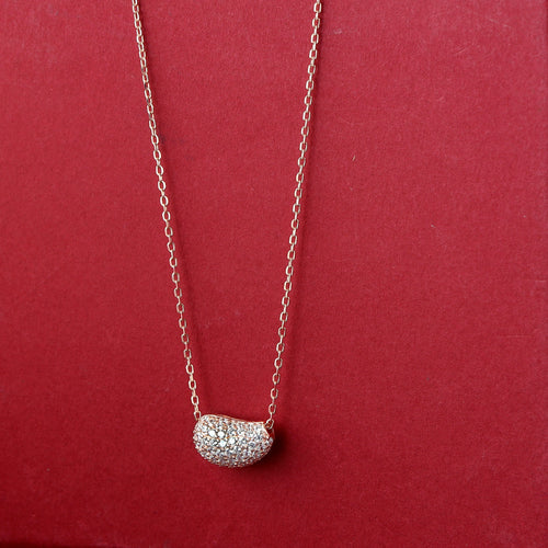 Delicate CZ Bar Pendant Necklace in Rose Gold