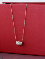 Delicate CZ Bar Pendant Necklace in Rose Gold