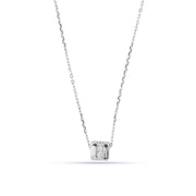 Dainty Silver Solitaire Cube Pendant Necklace