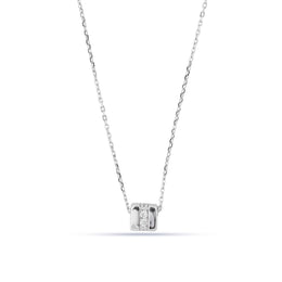 Dainty Silver Solitaire Cube Pendant Necklace