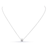 Dainty Silver Solitaire Cube Pendant Necklace