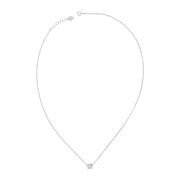 Dainty Silver Solitaire Cube Pendant Necklace