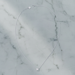 Cube Style Pendant with CZ Necklace - 925 Sterling Silver